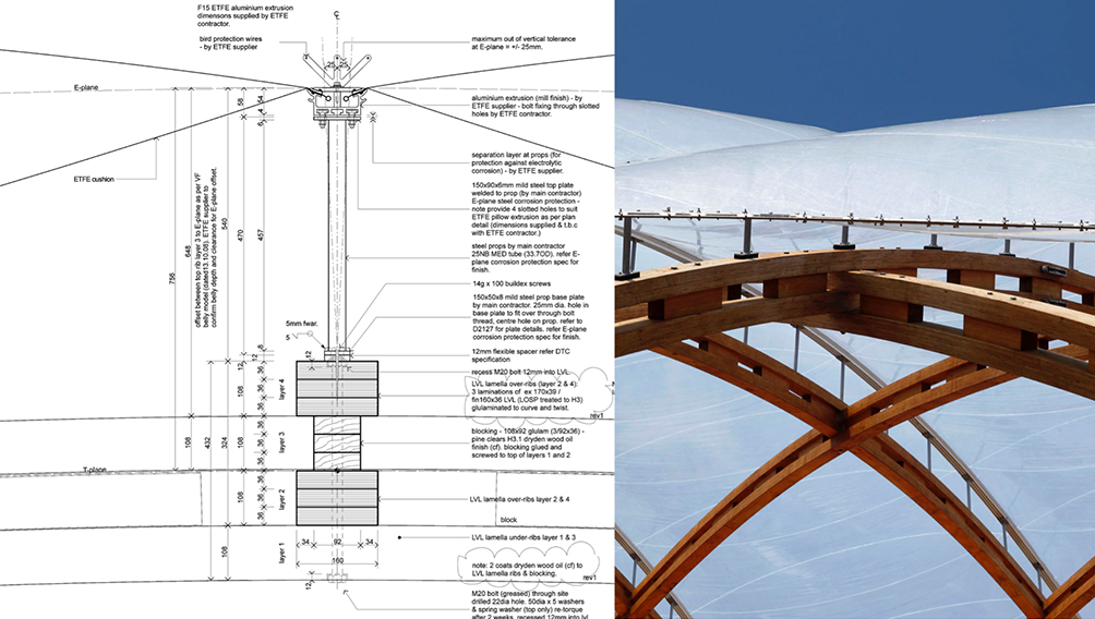 timber work detail etfe drawing