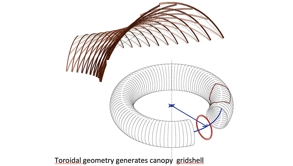 toroidal geometry canopy gridshell