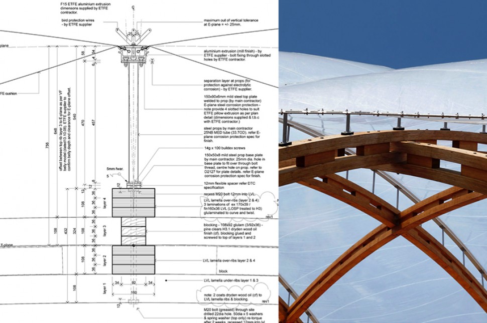 timber work detail etfe drawing