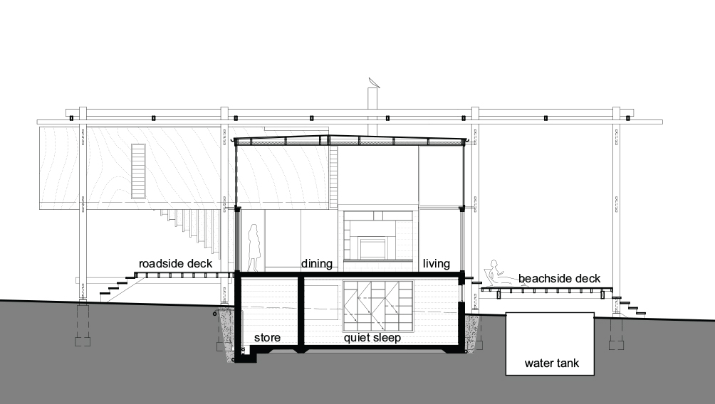 3 house section drawing spaces