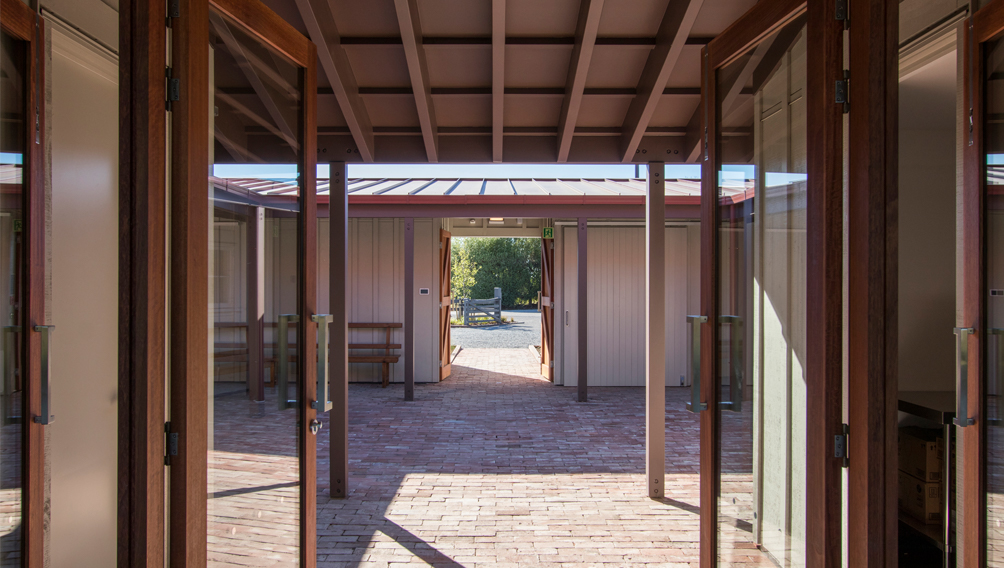 courtyard brick on entry axis