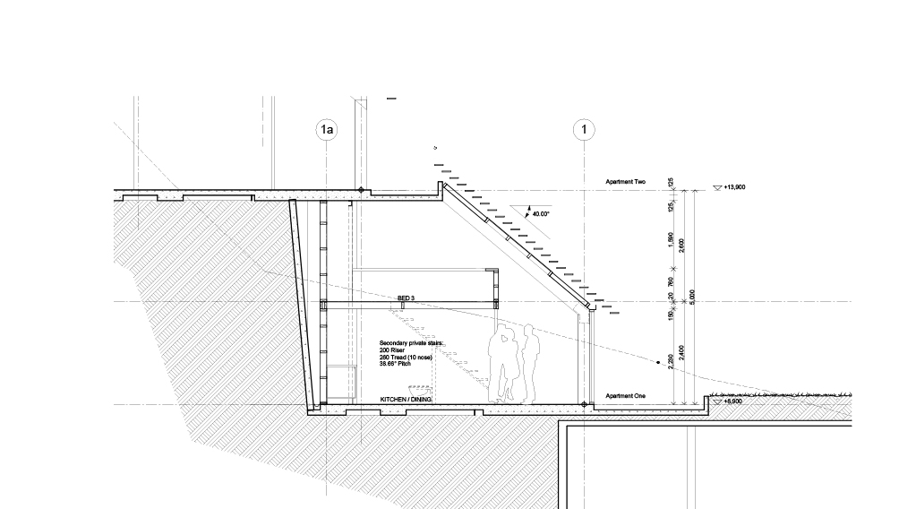 4 section house steep site