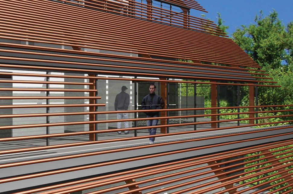 6 lamella roof facade concept
